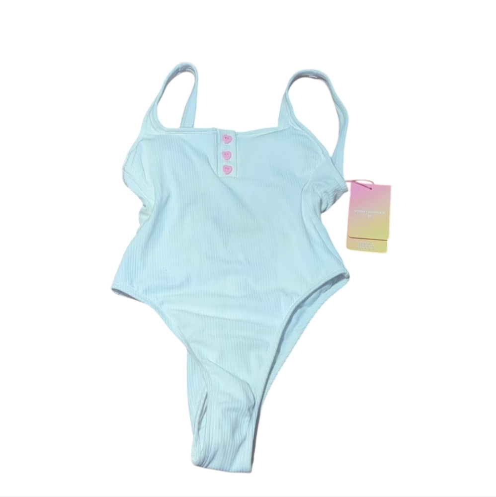 Stoney Clover Lane White Cheeky High Leg One Piece Swimsuit Size XXS
